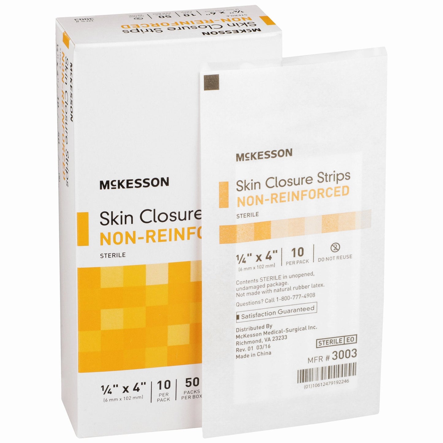 Skin Closure Strip McKesson 1/4 X 4 Inch Nonwoven Material Flexible Strip Tan, Packaging Type- Box