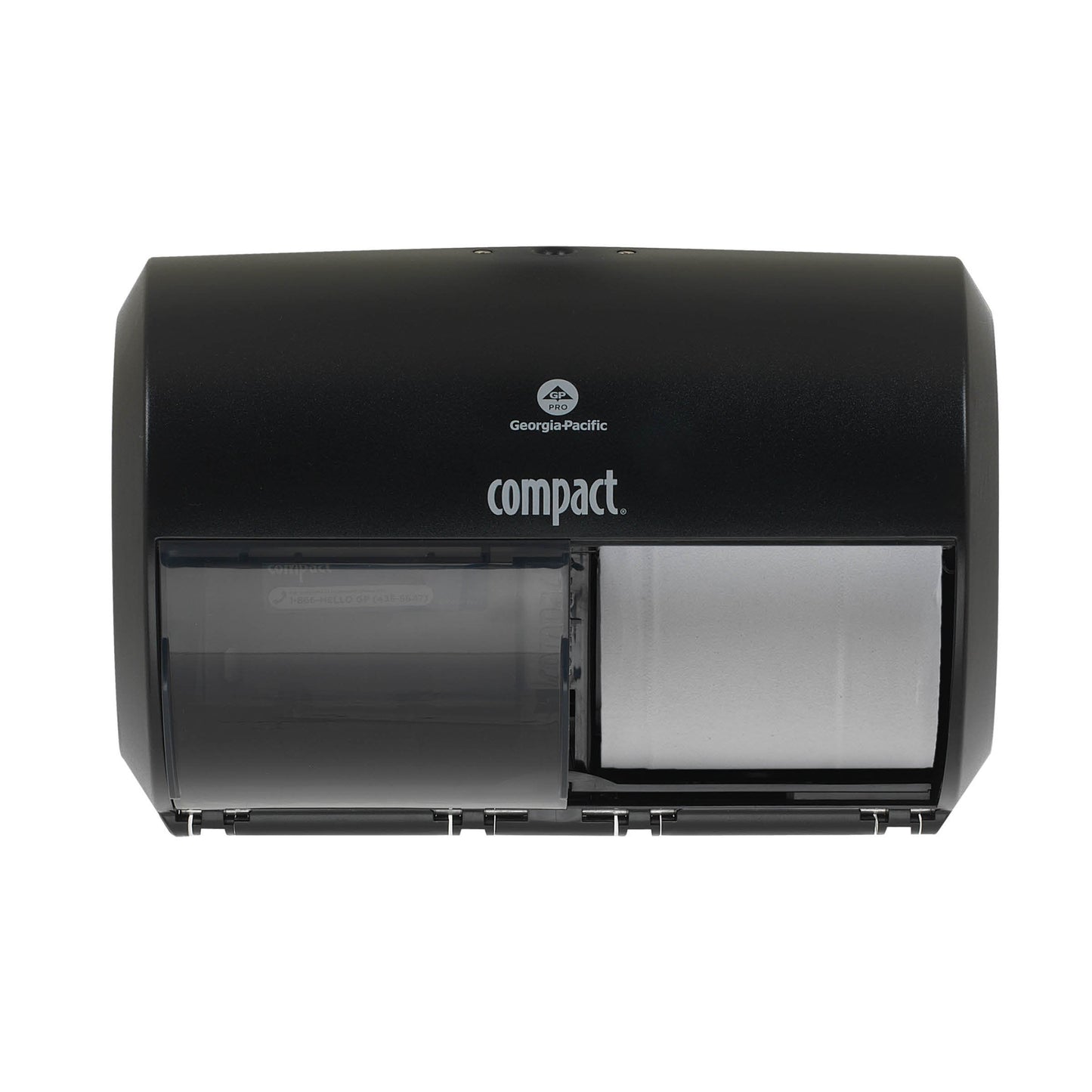 Toilet Tissue Dispenser Compact 2-Roll Side-by-Side Black Plastic Manual Double Roll Wall Mount