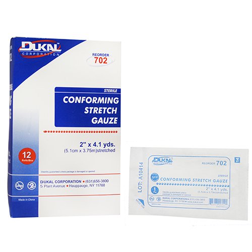 Conforming Bandage Dukal™ 2 Inch X 4-1/10 Yard 1-Ply Sterile 1 per Pack, Packaging Type- Case
