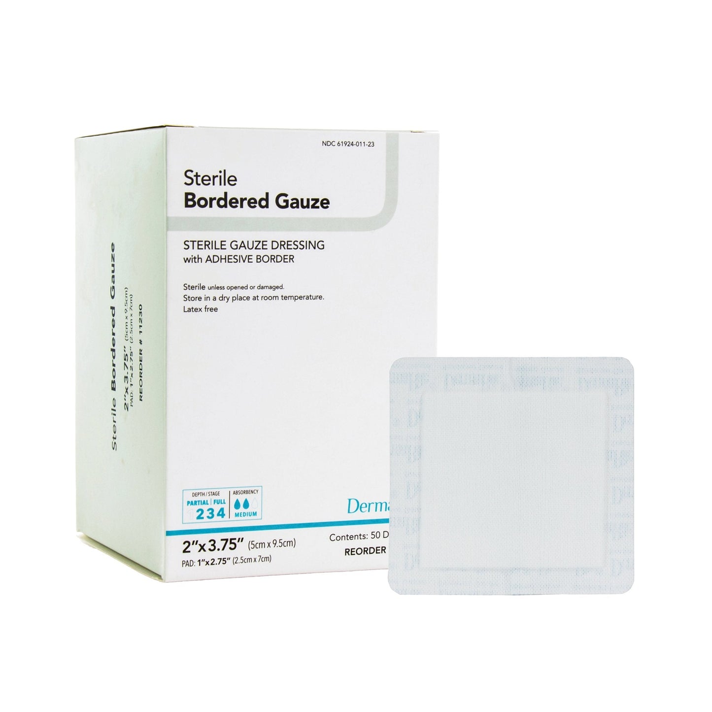 Island Dressing DermaRite Bordered Gauze 2 X 3-3/4 Inch Square Sterile, Packaging Type- Box