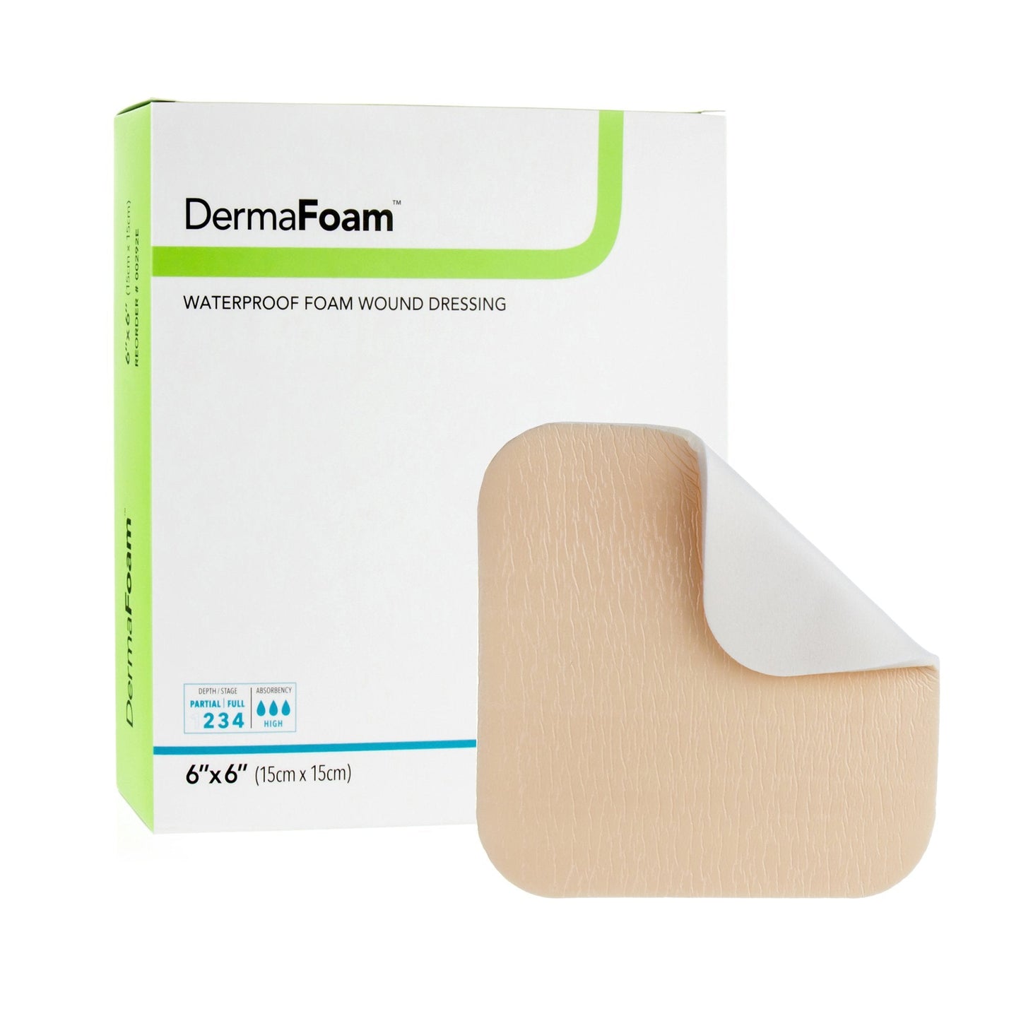 Foam Dressing DermaFoam 6 X 6 Inch Without Border Waterproof Backing Nonadhesive Square Sterile, Packaging Type- Each
