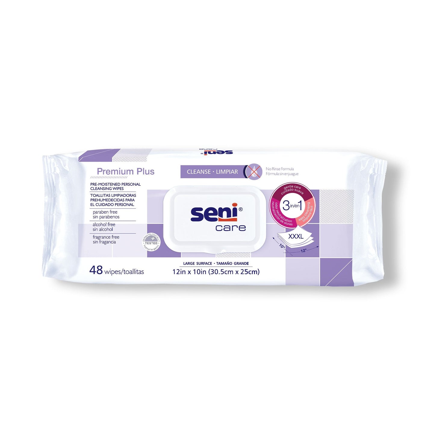 Personal Cleansing Wipe Seni Care Soft Pack Unscented 48 Count, Packaging Type- Case