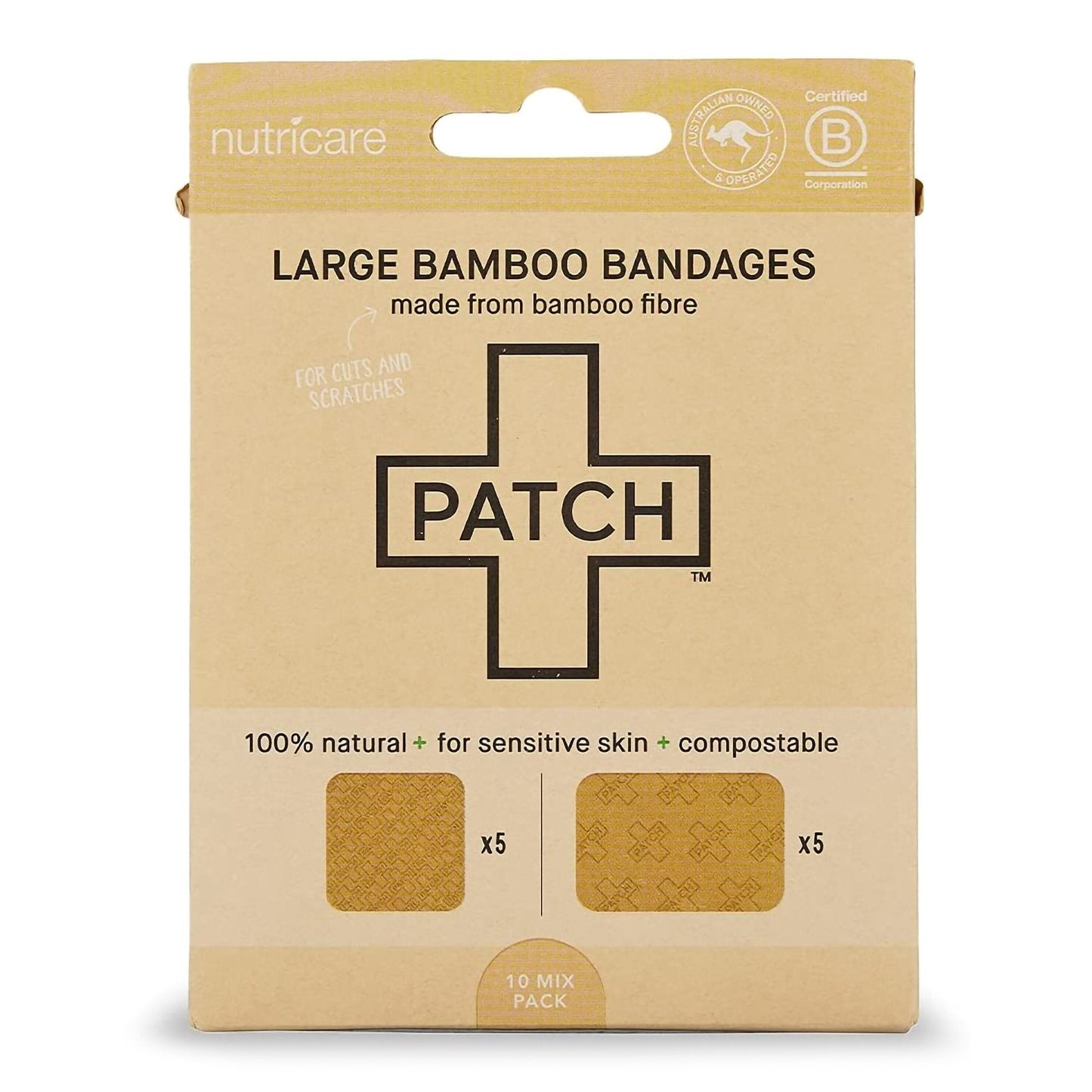 Adhesive Strip Patch 2 X 3 Inch / 3 X 3 Inch Bamboo Rectangle / Square Tan Sterile, Packaging Type- Box
