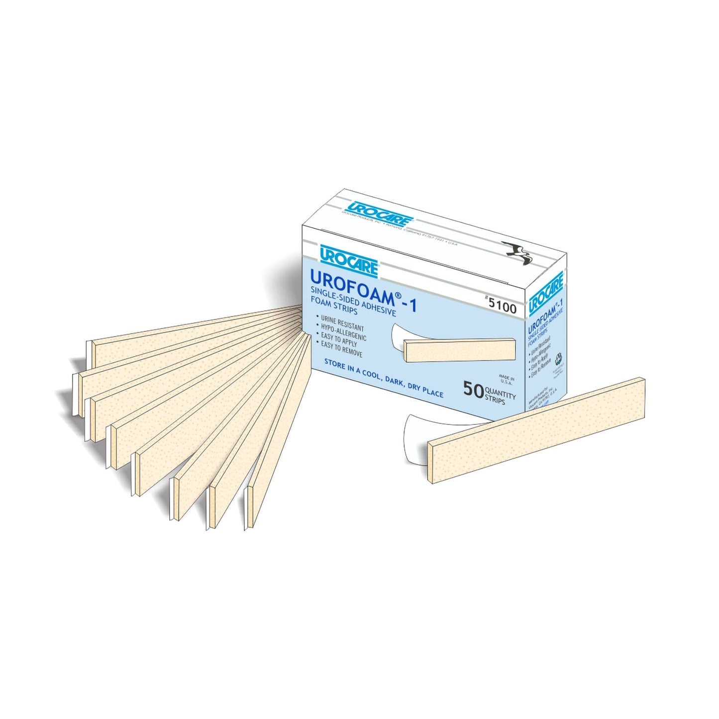 Adhesive Foam Strips Urofoam 1 Sided, NonSterile, 0.09 X 1 X 5.75 Inch, Packaging Type- Each