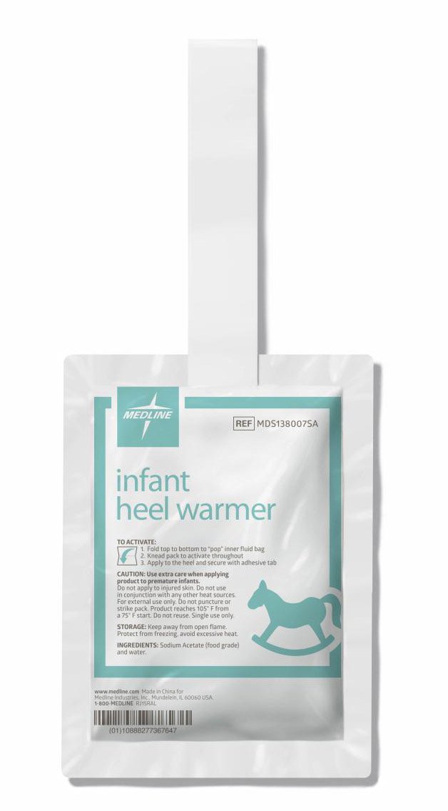 Instant Infant Heel Warmer Medline Heel One Size Fits Most Plastic Cover / Gel Disposable, Packaging Type- Box