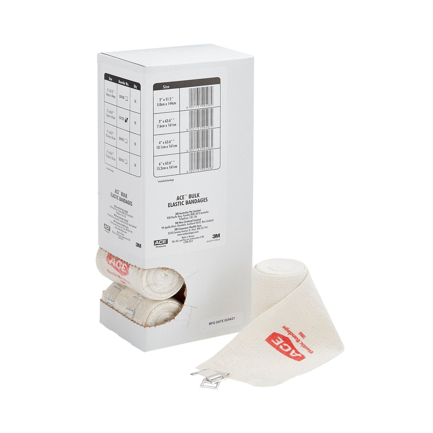Elastic Bandage 3M™ ACE™ 3 Inch X 5 Yard Clip Detached Closure Tan NonSterile Standard Compression, Packaging Type- Each