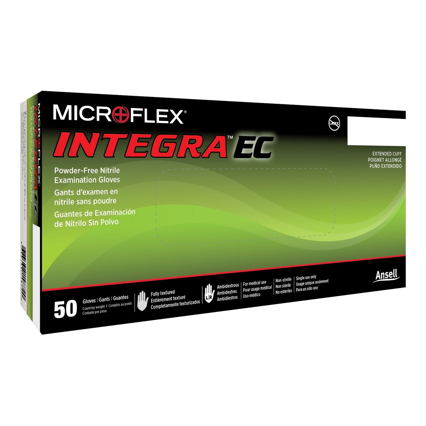 Exam Glove Integra EC Large NonSterile Nitrile Extended Cuff Length Fully Textured Blue Not Rated, Packaging Type- Box