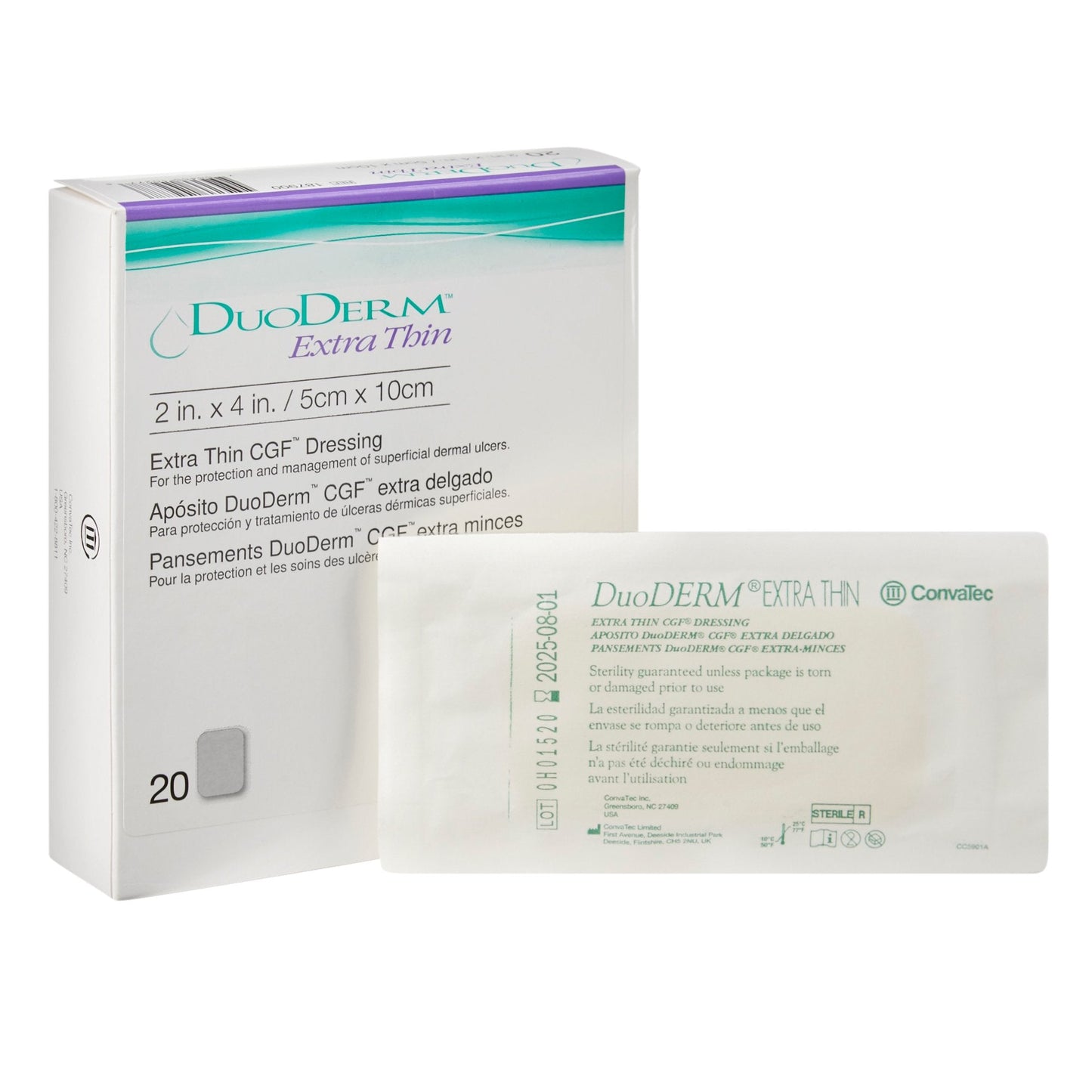 Thin Hydrocolloid Dressing DuoDERM Extra Thin 2 X 4 Inch Rectangle, Packaging Type- Each