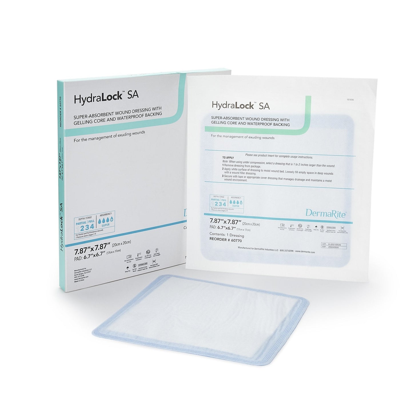Super Absorbent Dressing HydraLock™ SA 7.87 X 7.87 Inch Square, Packaging Type- Each