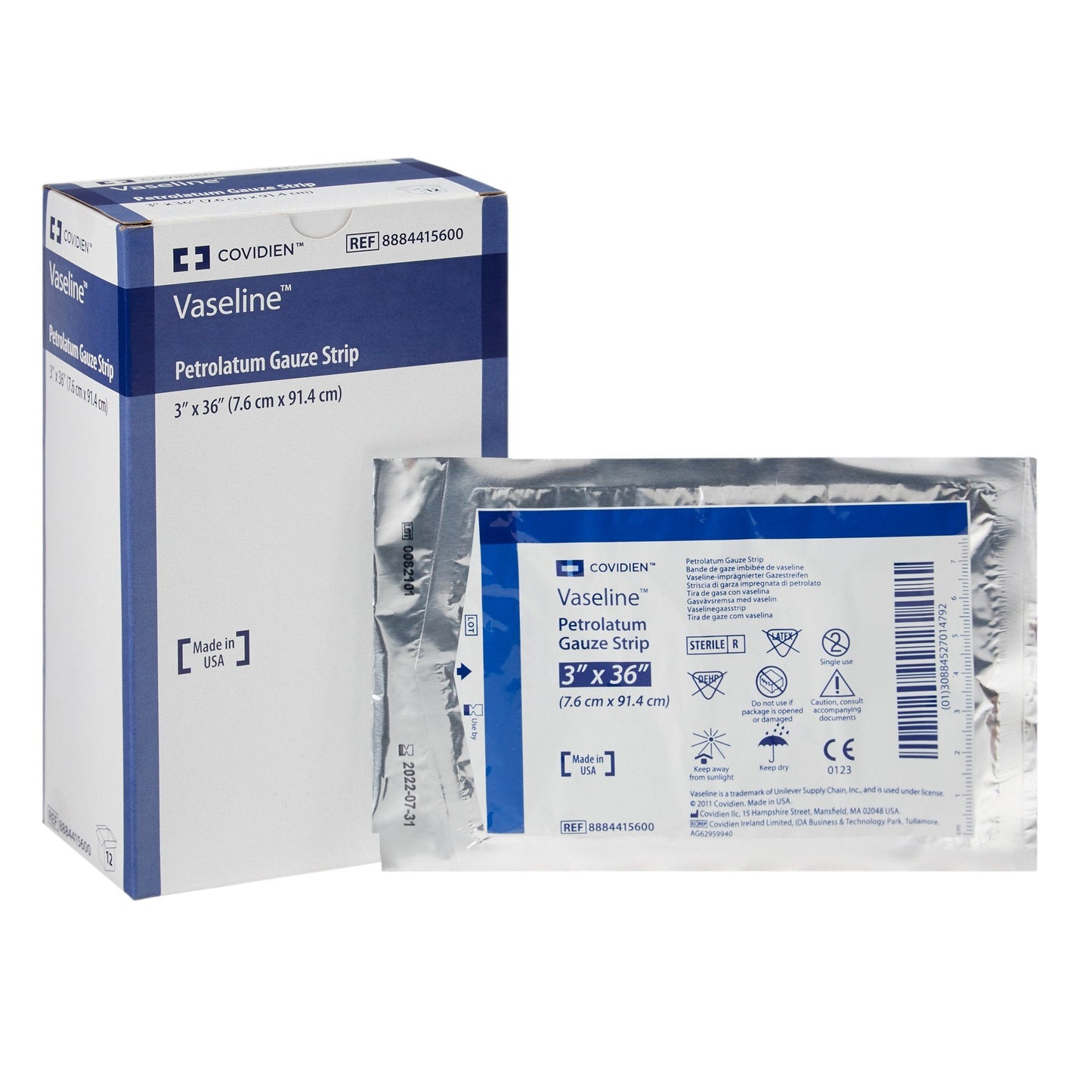 Petrolatum Impregnated Dressing Vaseline Strip 3 X 36 Inch Sterile, Packaging Type- Each