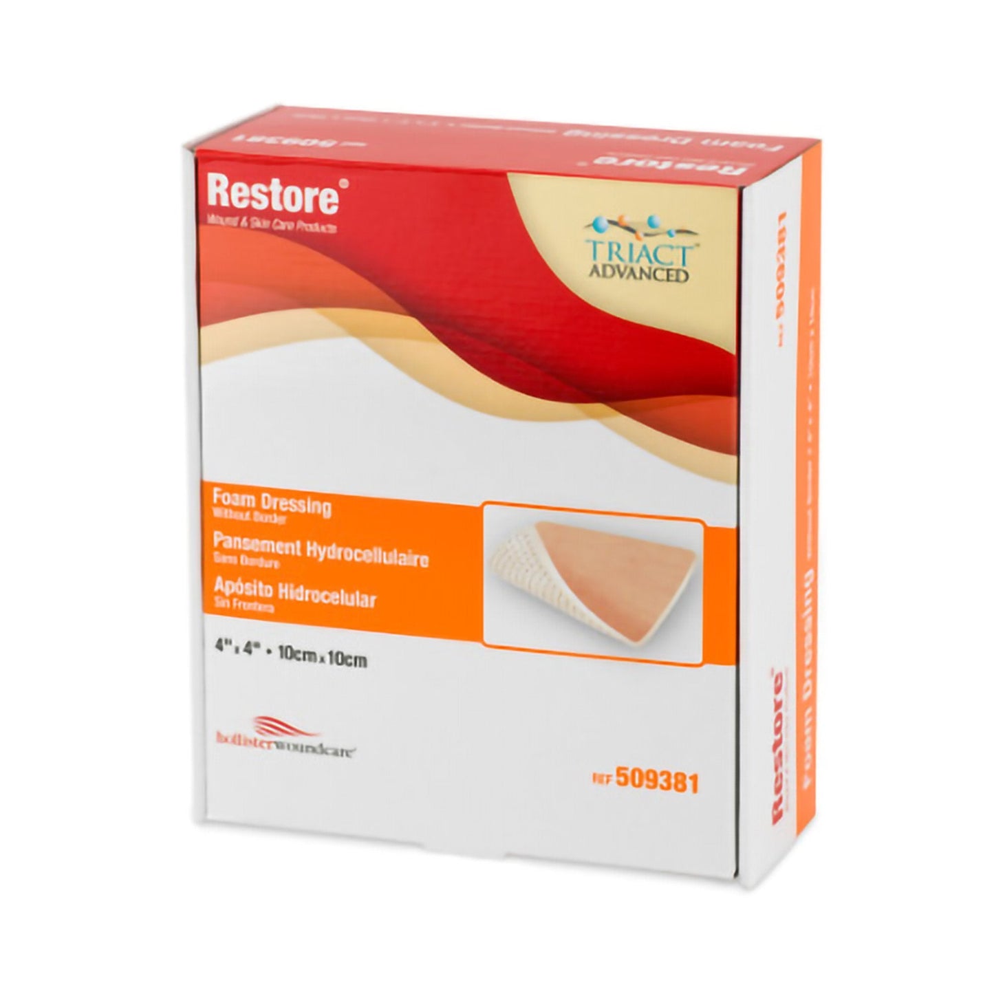 Foam Dressing Restore™ 4 X 4 Inch Without Border Film Backing Nonadhesive Square Sterile, Packaging Type- Each