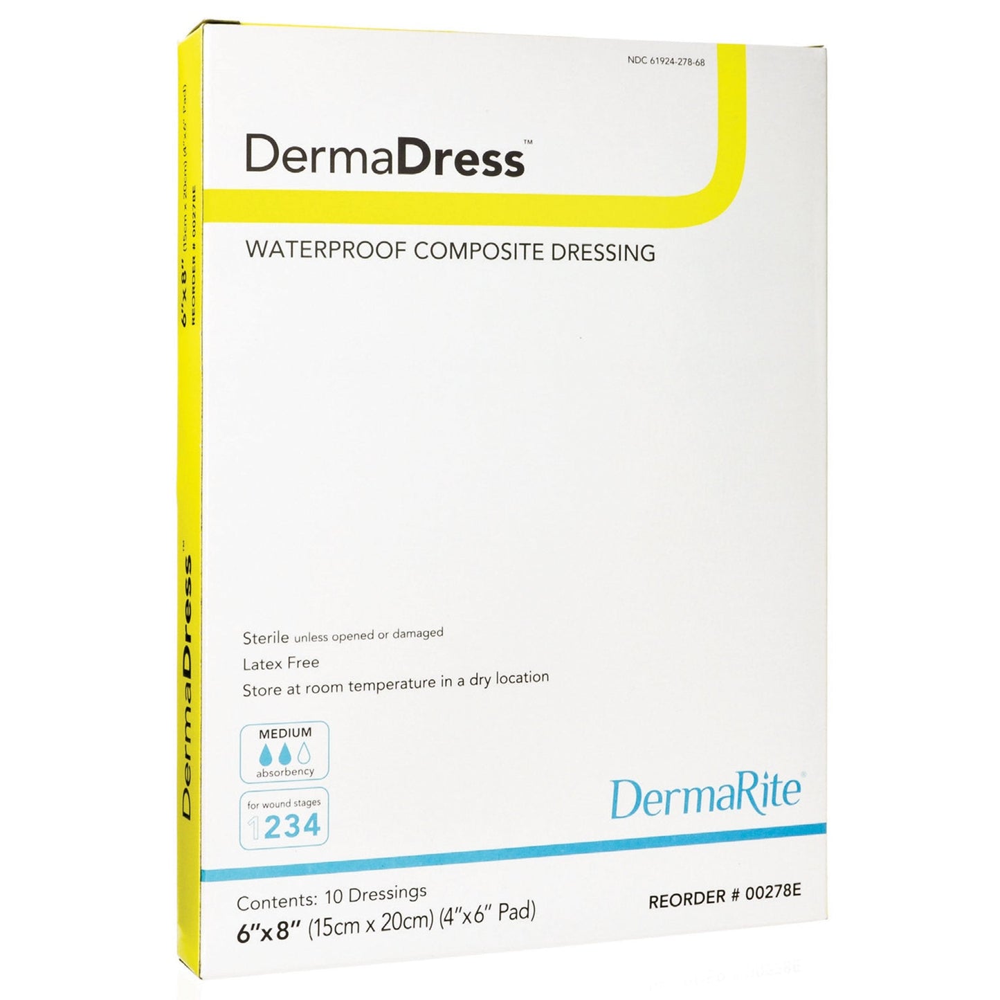 Composite Dressing DermaDress™ 6 X 8 Inch Rectangle Sterile Waterproof Film Backing, Packaging Type- Each
