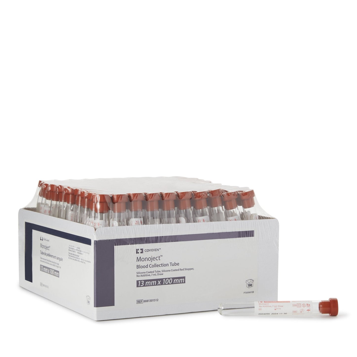 Monoject Venous Blood Collection Tube Plain 7 mL Conventional Closure Glass Tube