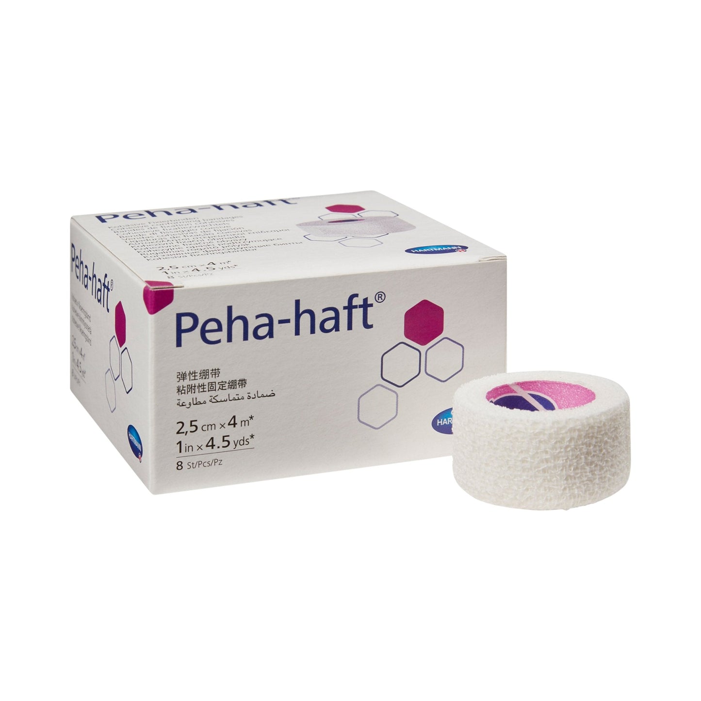Absorbent Cohesive Bandage Peha-haft 1 Inch X 4-1/2 Yard Self-Adherent Closure White NonSterile Standard Compression, Packaging Type- Each