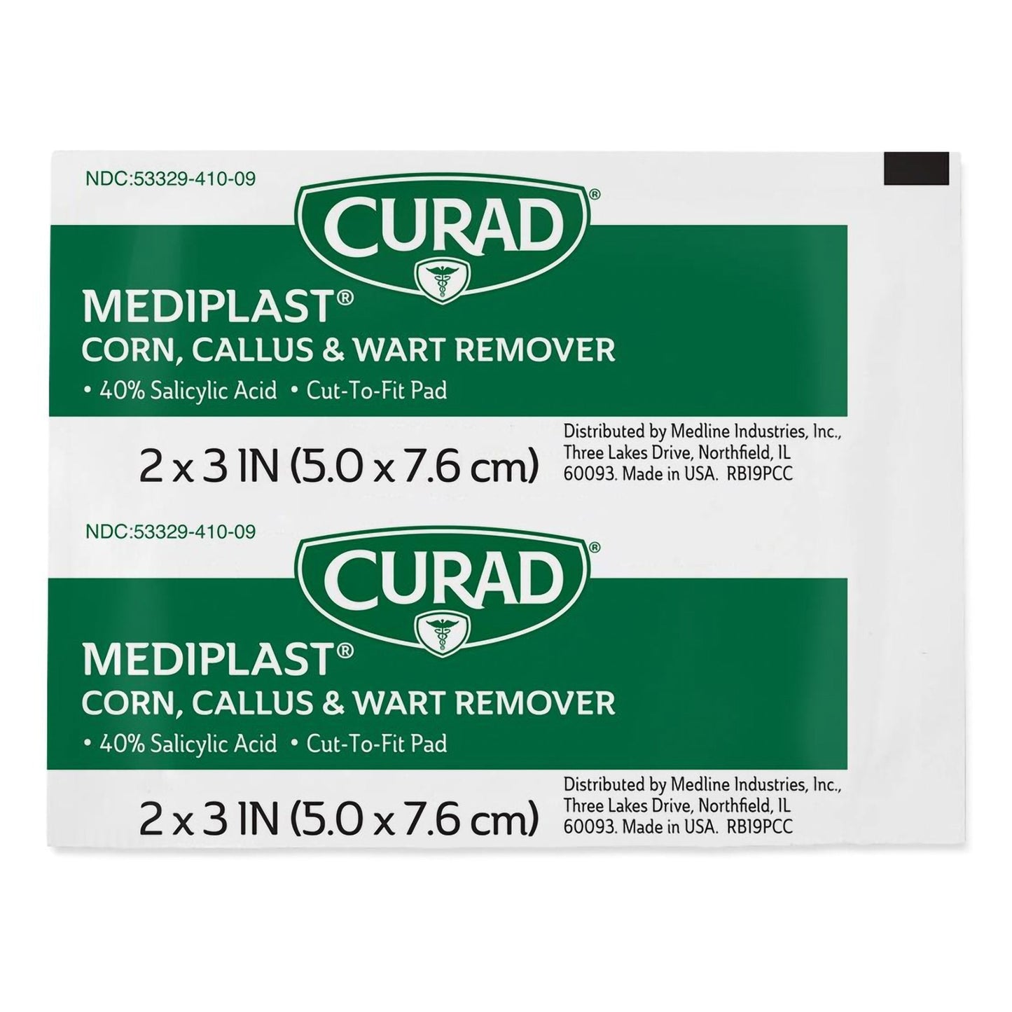 Corn / Callus / Wart Remover Curad MediPlast 40% Strength Medicated Pad 25 per Box, Packaging Type- Box