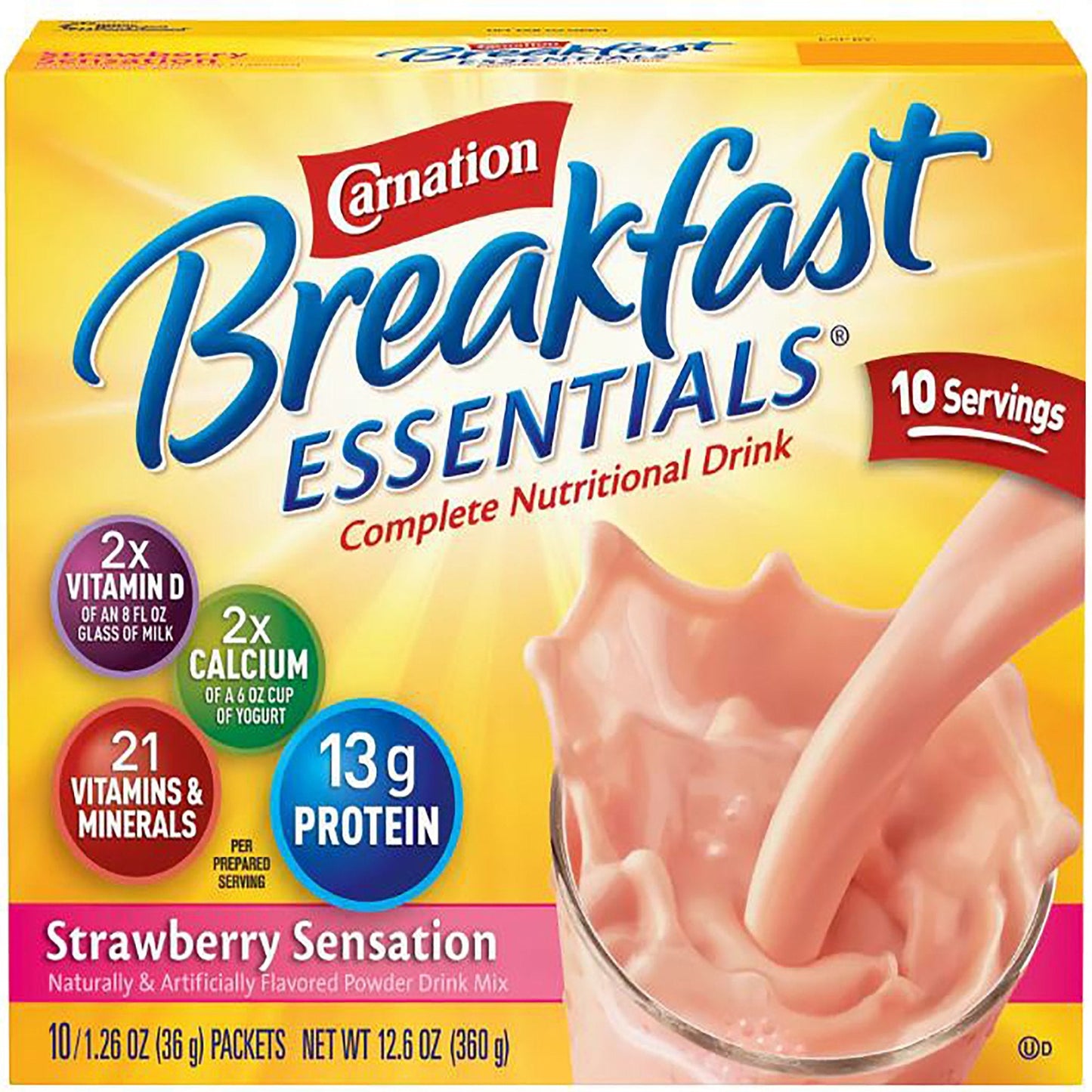 Oral Supplement Carnation Breakfast Essentials Strawberry Sensation Flavor Powder 1.26 oz. Individual Packet, Packaging Type- Each