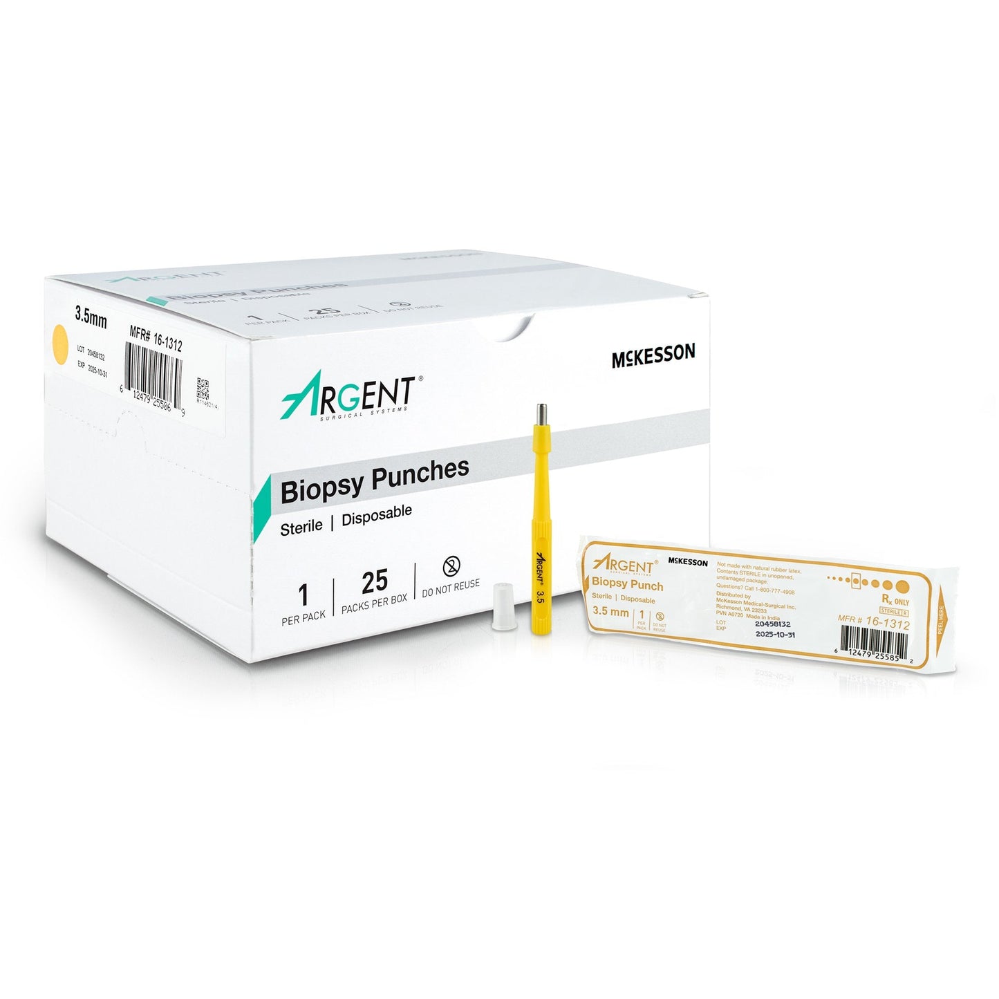 Biopsy Punch McKesson Argent Dermal 3.5 mm, Packaging Type- Box