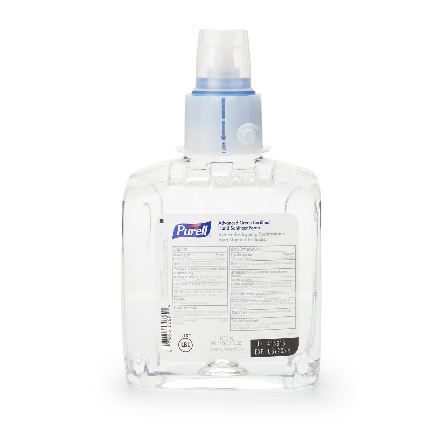Hand Sanitizer Purell Advanced Green Certified 1,200 mL Ethyl Alcohol Foaming Dispenser Refill Bottle, Packaging Type- Each