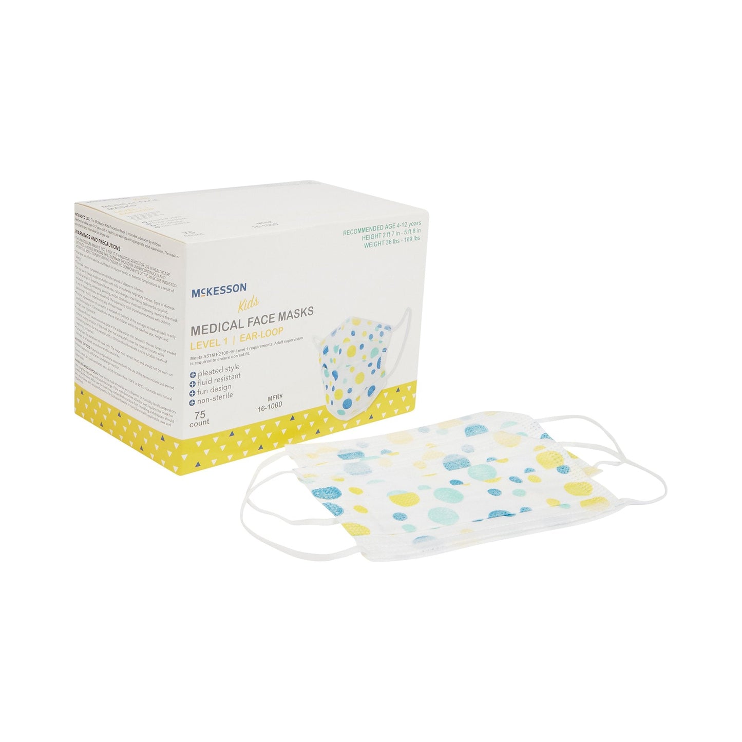 Procedure Mask McKesson ASTM Level 1 Earloops Child Size