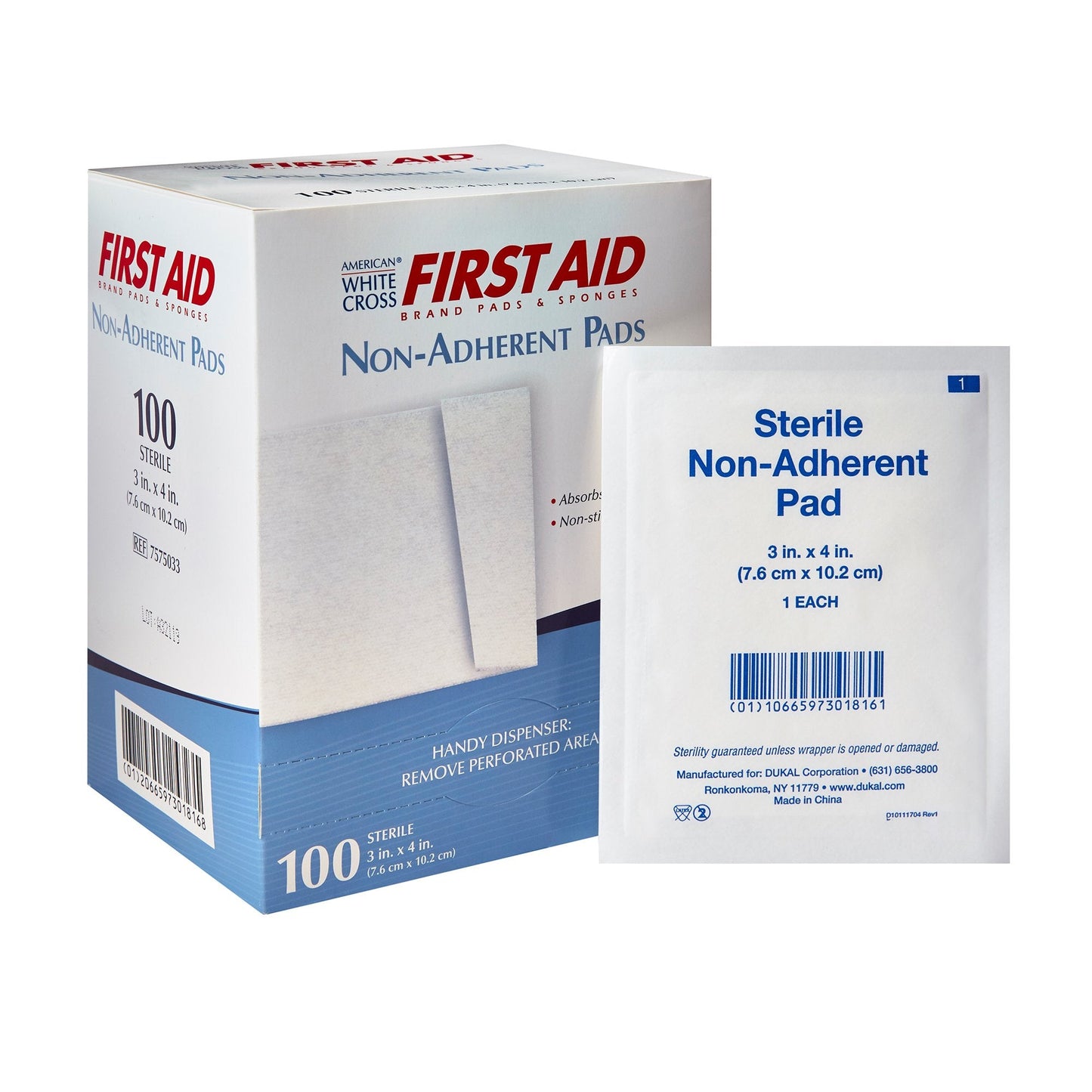 Non-Adherent Dressing American White Cross 3 X 4 Inch Sterile 1 per Pack, Packaging Type- Each