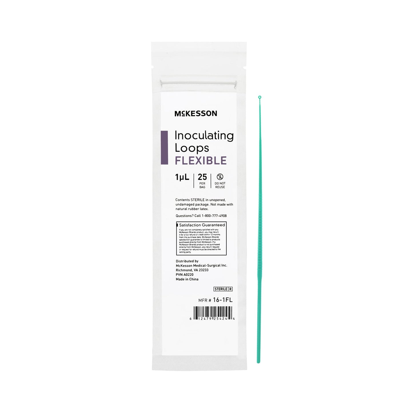 Inoculating Loop McKesson 1 µL High Impact Polystyrene Integrated Handle Sterile, Packaging Type- Case