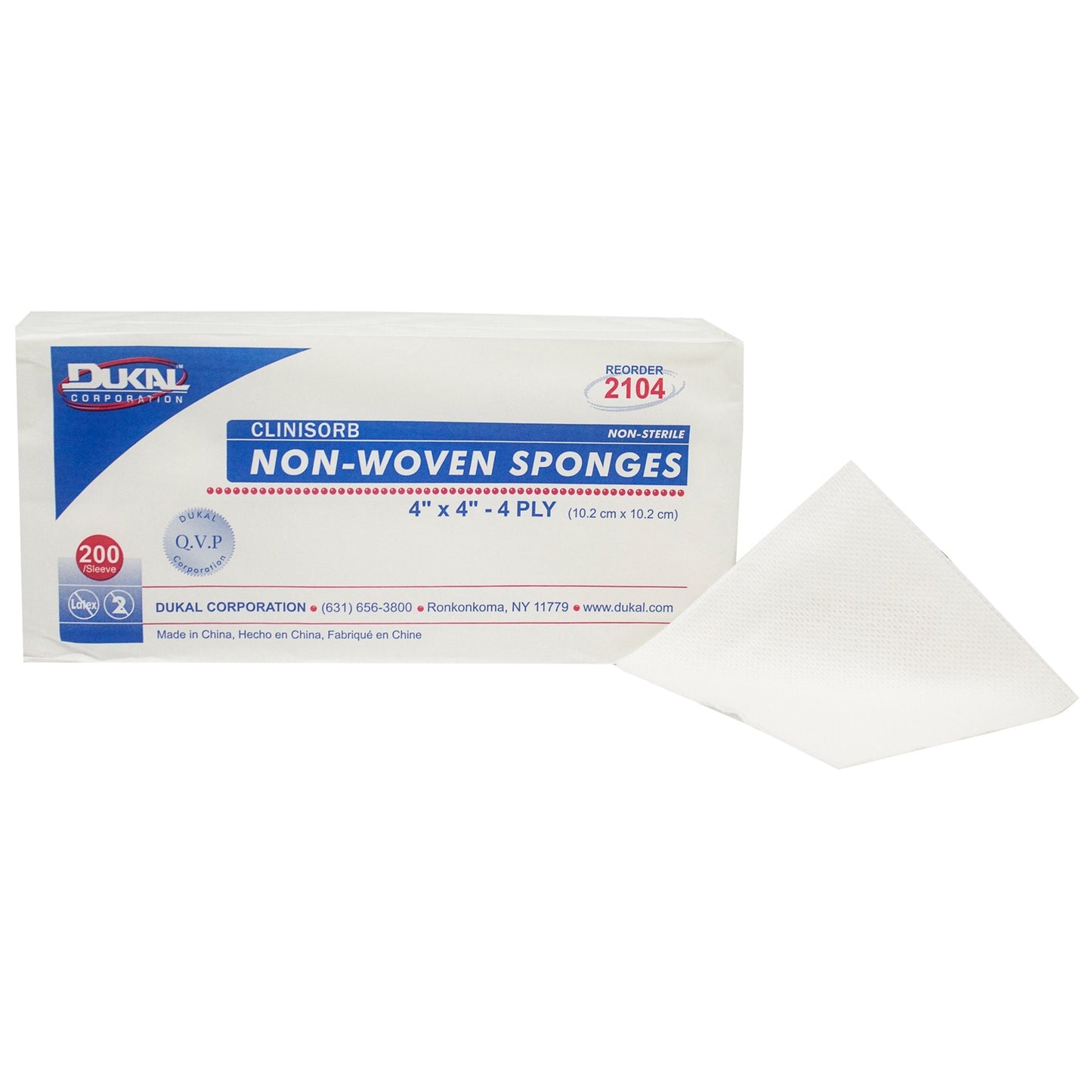 Nonwoven Sponge Clinisorb 4 X 4 Inch 4-Ply NonSterile 200 per Pack, Packaging Type- Case