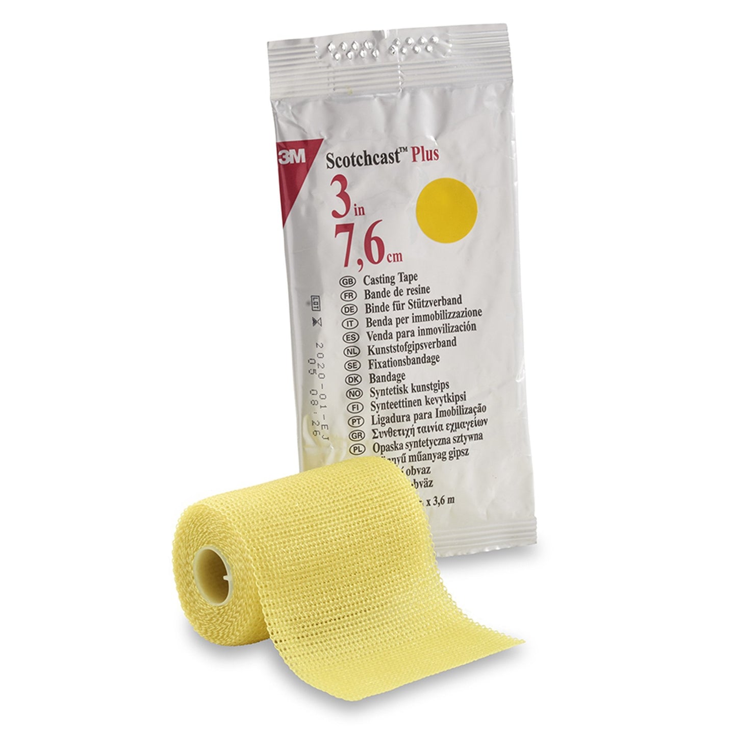 Cast Tape 3M™ Scotchcast™ Plus 3 Inch X 12 Foot Fiberglass / Resin Yellow, Packaging Type- Each