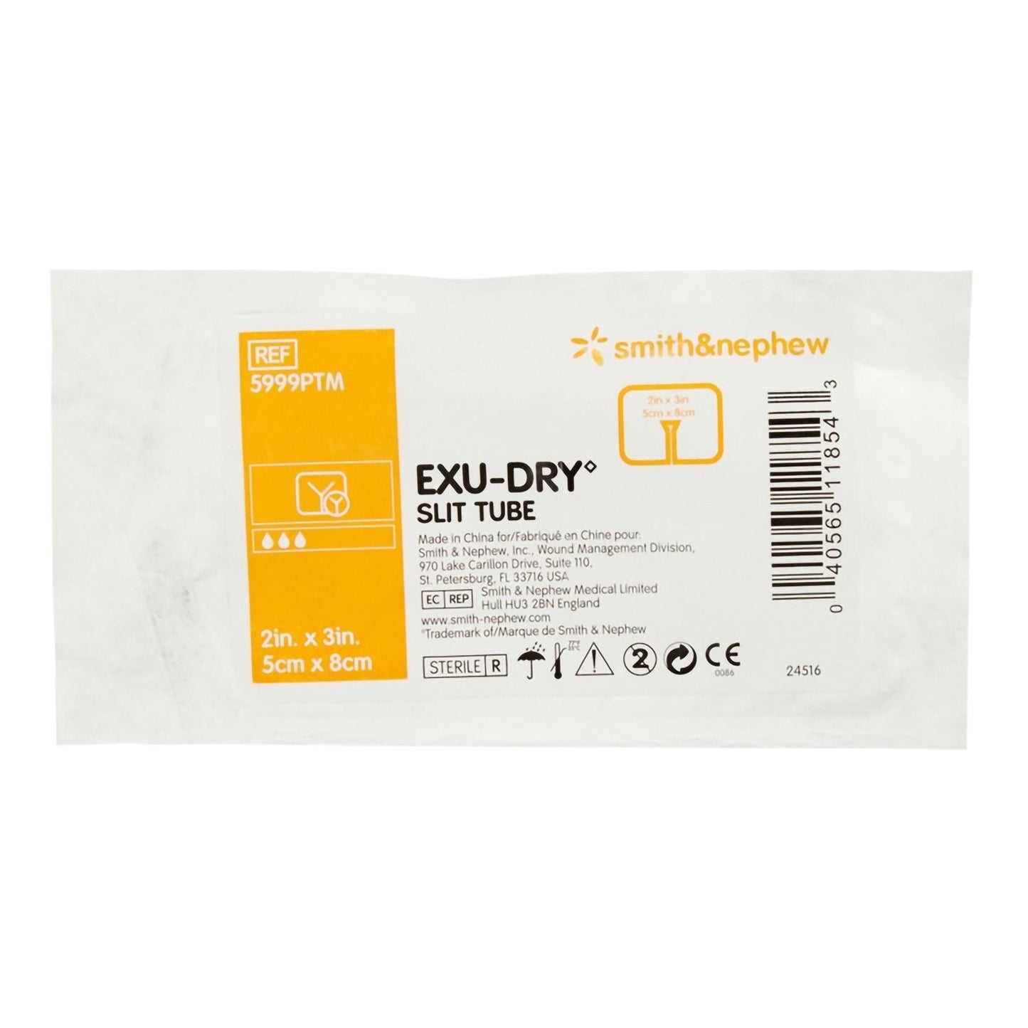 Super Absorbent Dressing EXU-DRY Anti-Shear 2 X 3 Inch Slit Tube, Packaging Type- Each