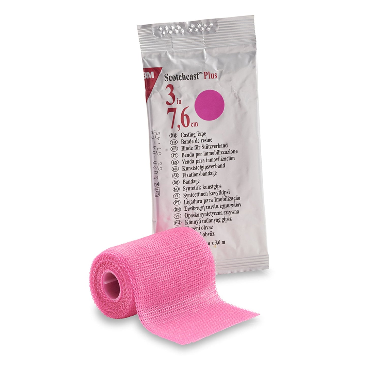 Cast Tape 3M™ Scotchcast™ Plus 3 Inch X 12 Foot Fiberglass / Resin Bright Pink, Packaging Type- Each