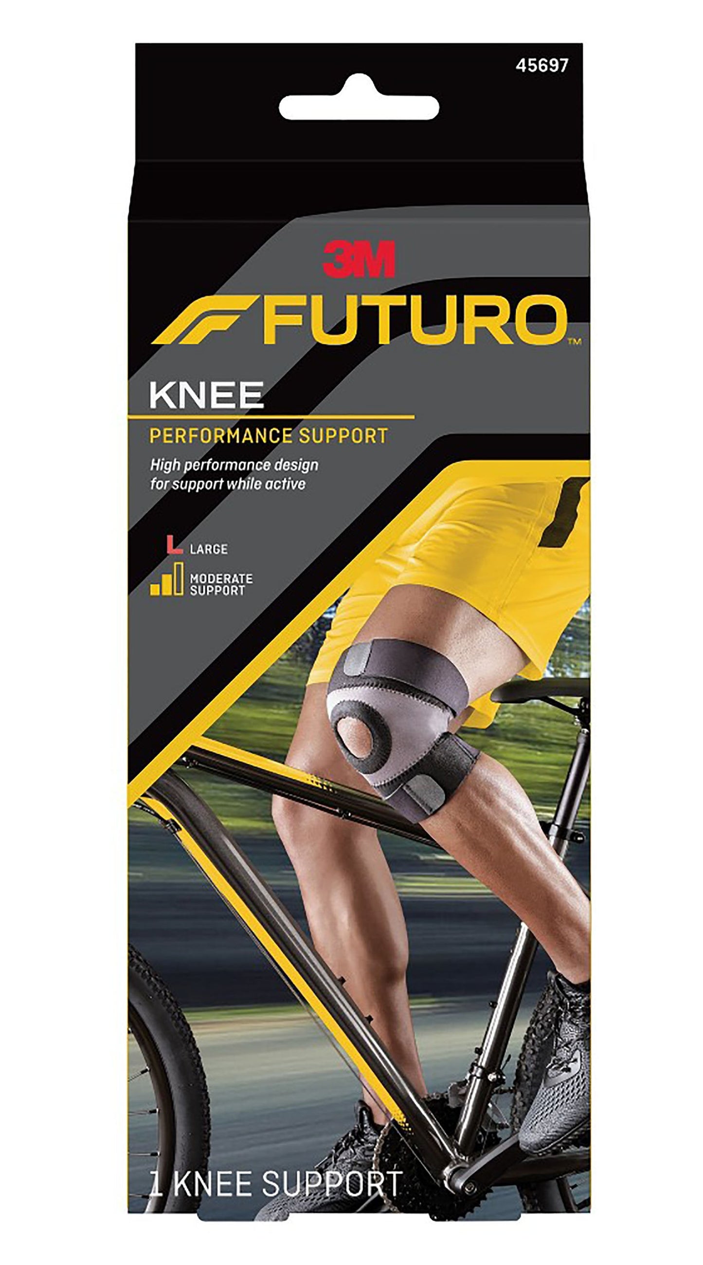 Knee Brace 3M Futuro Sport Moisture Control Large Pull-On / Hook and Loop Strap Closure 17 to 19 Inch Knee Circumference Left or Right Knee, Packaging Type- Box