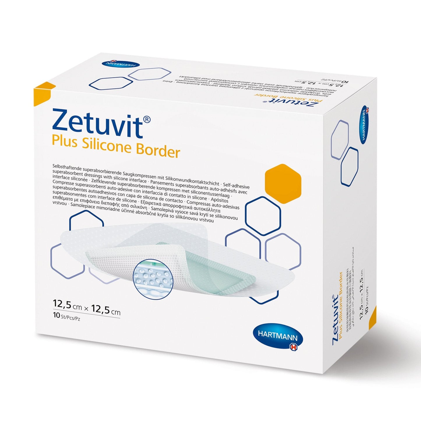 Super Absorbent Dressing Zetuvit Plus Silicone Border 4 X 4 Inch Square, Packaging Type- Box