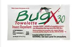 Insect Repellent BugX 30 Towelette Individual Packet, Packaging Type- Case