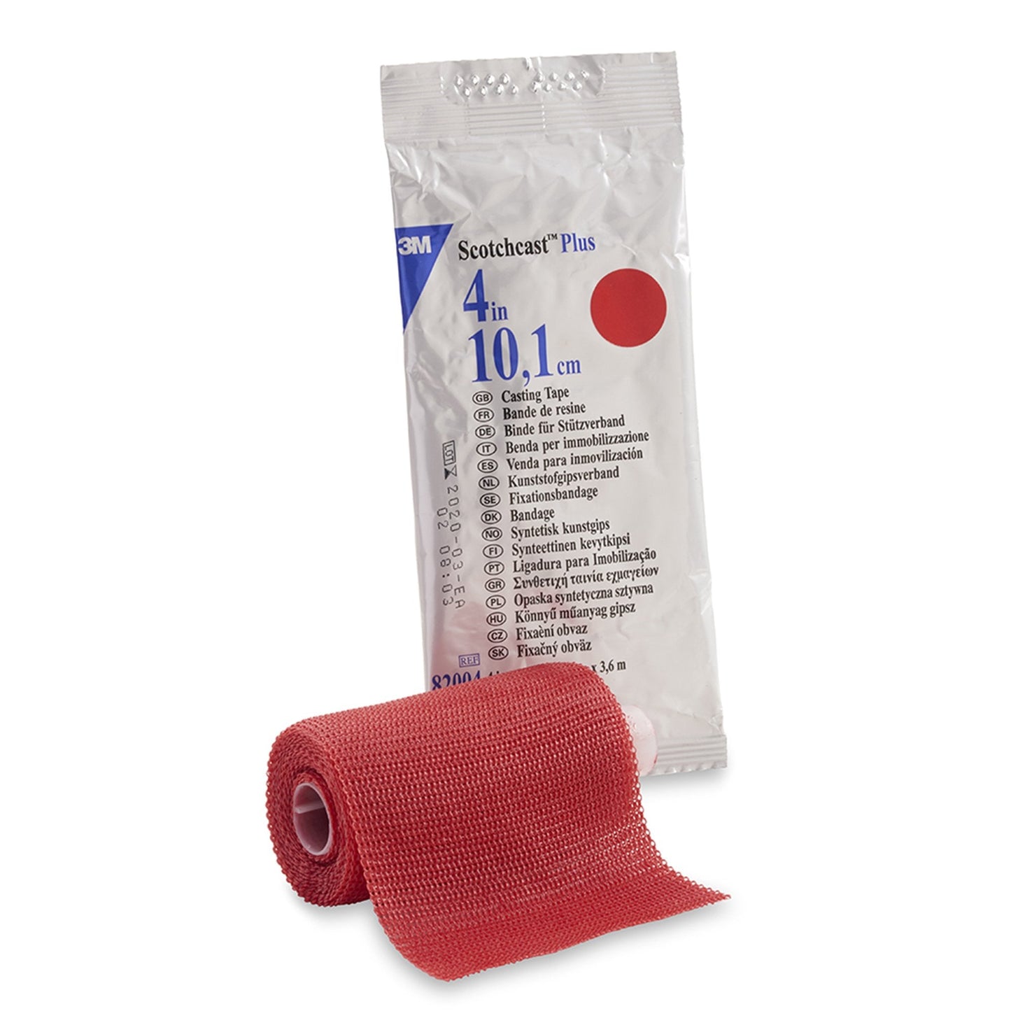 Cast Tape 3M™ Scotchcast™ Plus 4 Inch X 12 Foot Fiberglass / Resin Red, Packaging Type- Each