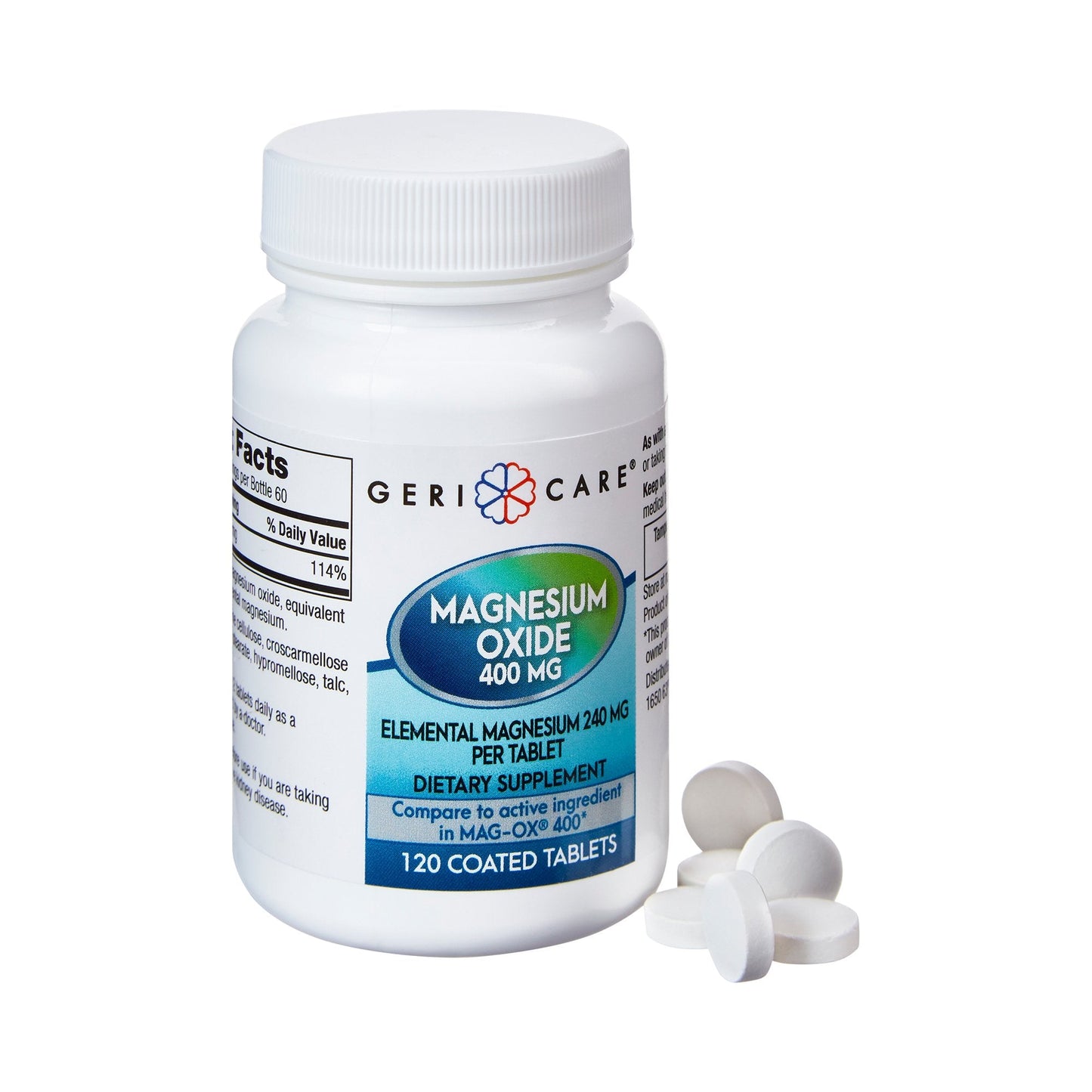 Mineral Supplement Geri-Care Magnesium Oxide 400 mg Strength Tablet 120 per Bottle, Packaging Type- Case
