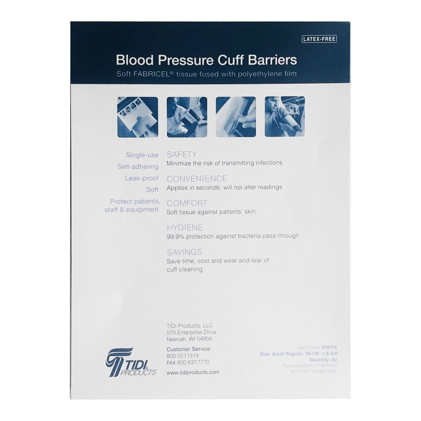 Blood Pressure Cuff Barrier Tidi Fabricel, Packaging Type- Box