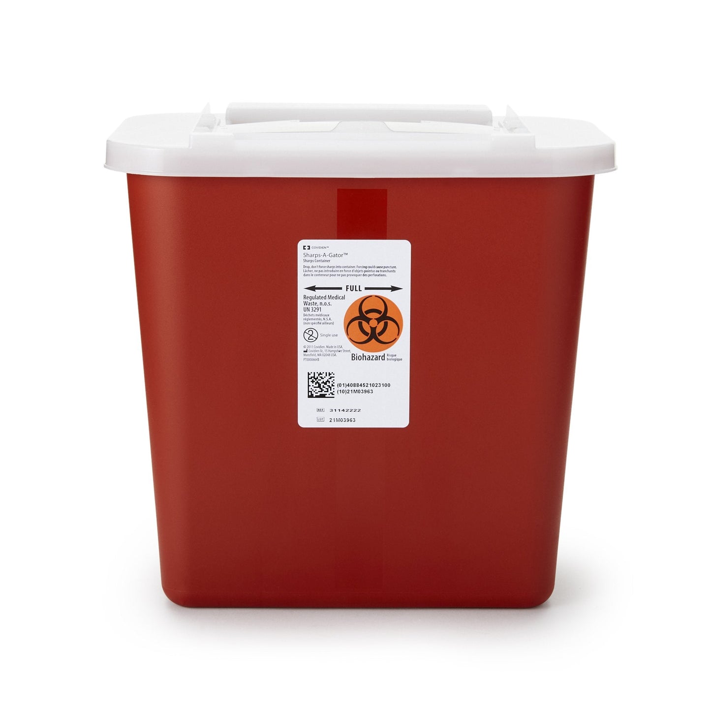 Sharps Container Sharps-A-Gator Red Base 10-1/4 H X 7 D X 10-1/2 W Inch Vertical Entry 2 Gallon