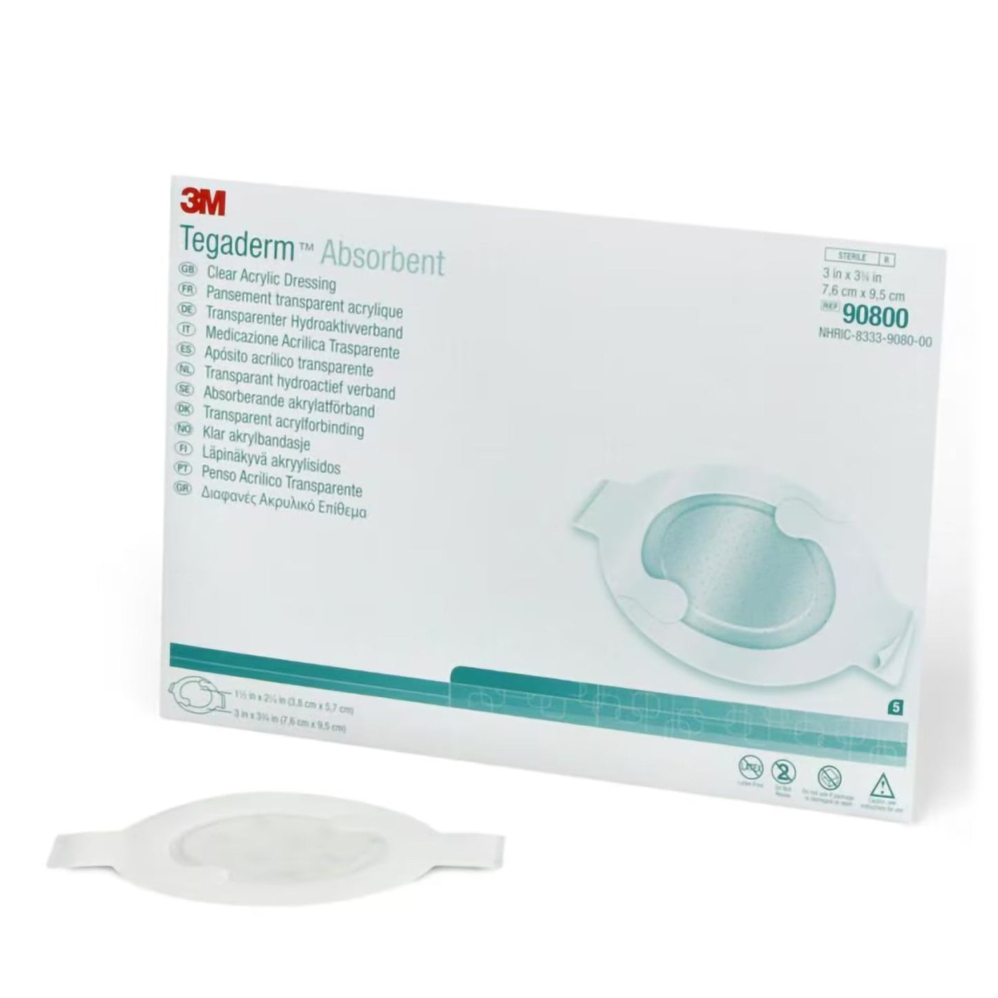 Absorbent Transparent Film Dressing 3M Tegaderm Absorbent 3 X 3-3/4 Inch Oval Sterile, Packaging Type- Box
