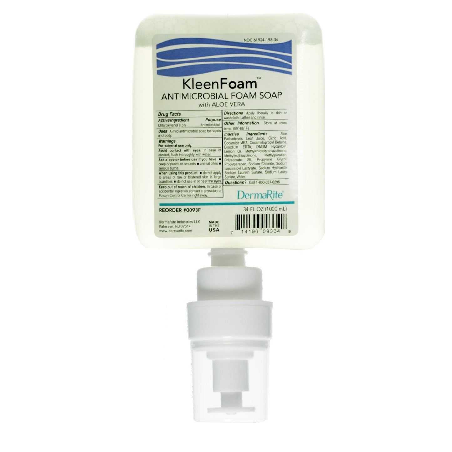 Antimicrobial Soap KleenFoam Foaming 1,000 mL Dispenser Refill Bottle Unscented, Packaging Type- Each
