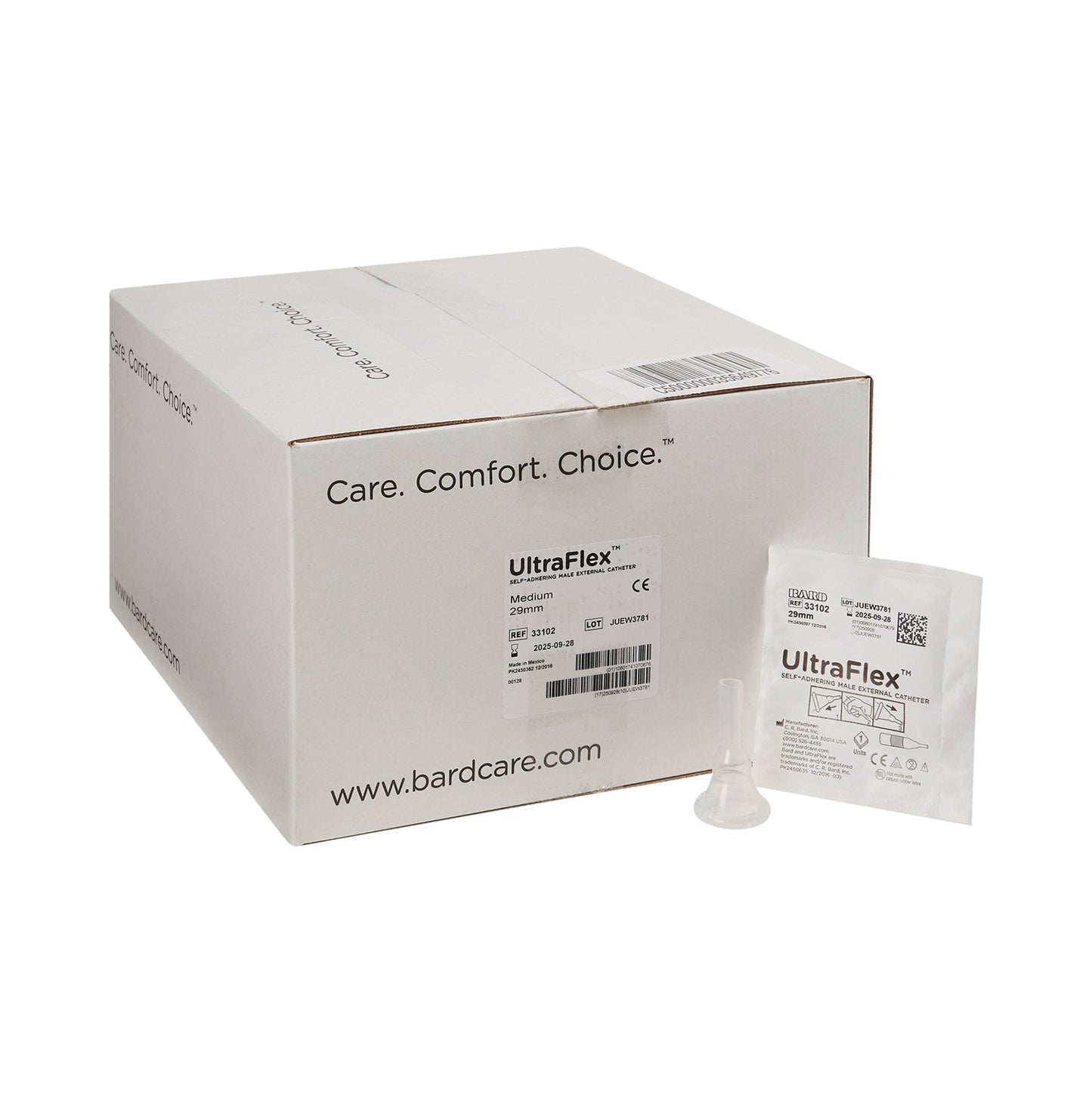 Male External Catheter UltraFlex Self-Adhesive Band Silicone Medium,  Packaging Type- Each