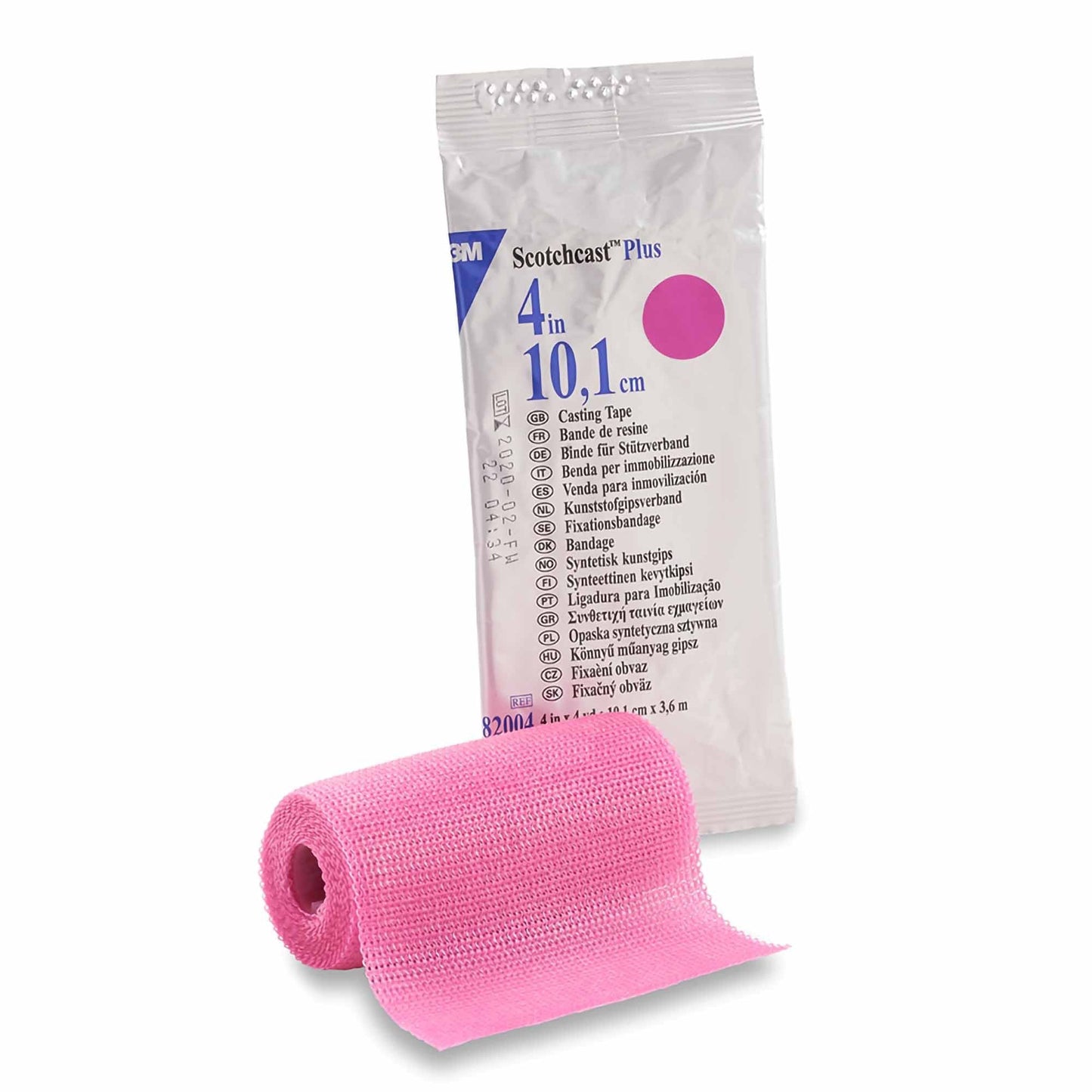 Cast Tape 3M™ Scotchcast™ Plus 4 Inch X 12 Foot Fiberglass / Resin Bright Pink, Packaging Type- Each