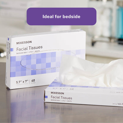 McKesson Facial Tissue White 5-7/10 X 7 Inch 40 Count, Packaging Type- Box
