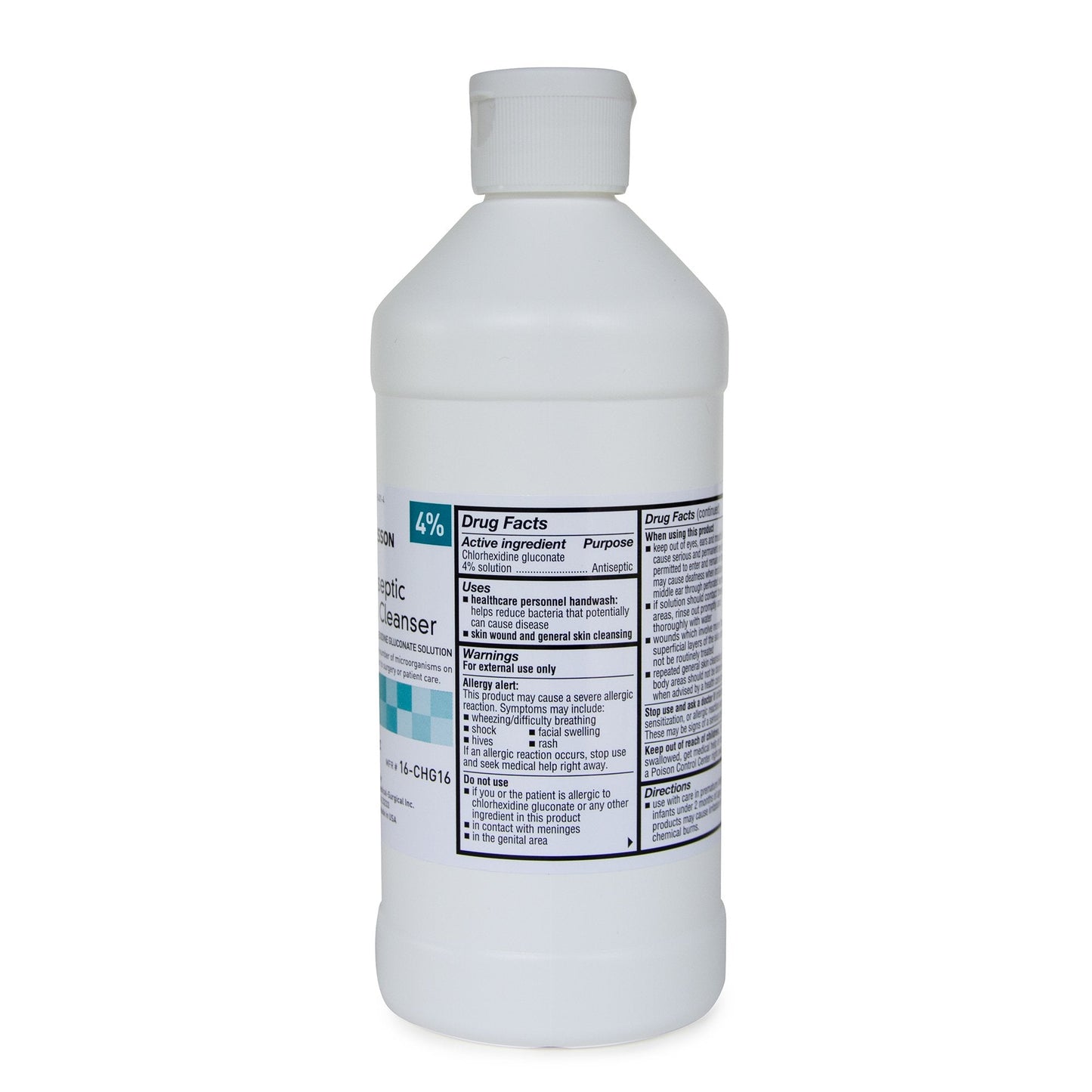 Antiseptic Skin Cleanser McKesson 16 oz. Flip-Top Bottle 4% Strength CHG (Chlorhexidine Gluconate) / Isopropyl Alcohol NonSterile, Packaging Type- Each