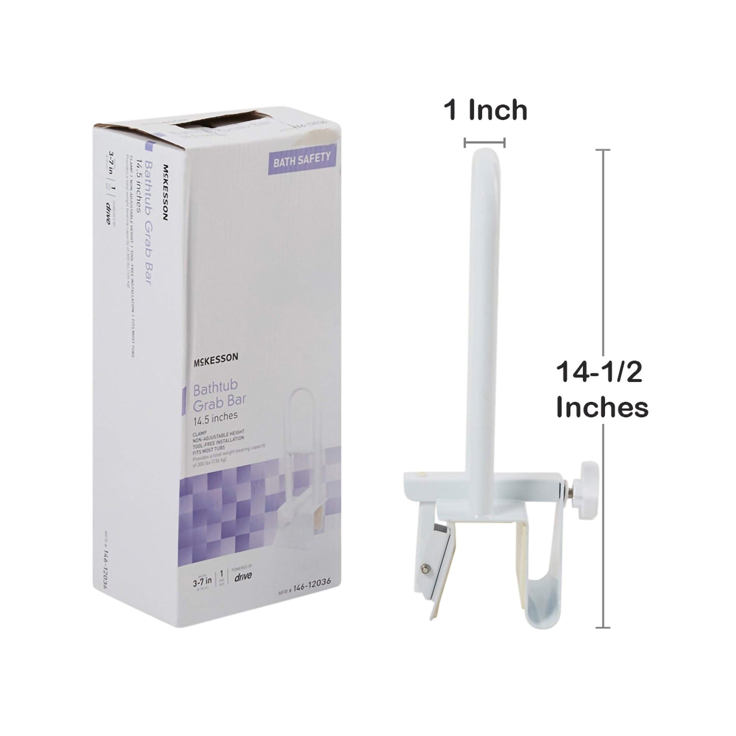 Bathtub Grab Bar McKesson White Steel, Packaging Type- Each