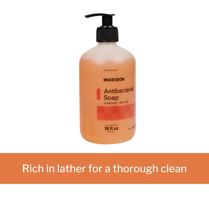 Antibacterial Soap McKesson Liquid 18 oz. Pump Bottle Clean Scent, Packaging Type- Each
