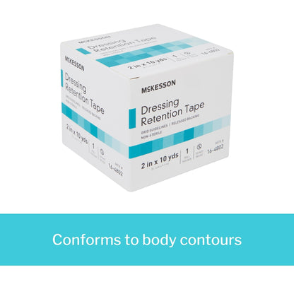 Water Resistant Dressing Retention Tape with Liner McKesson White 2 Inch X 10 Yard Nonwoven / Printed Release Paper NonSterile, Packaging Type- Box