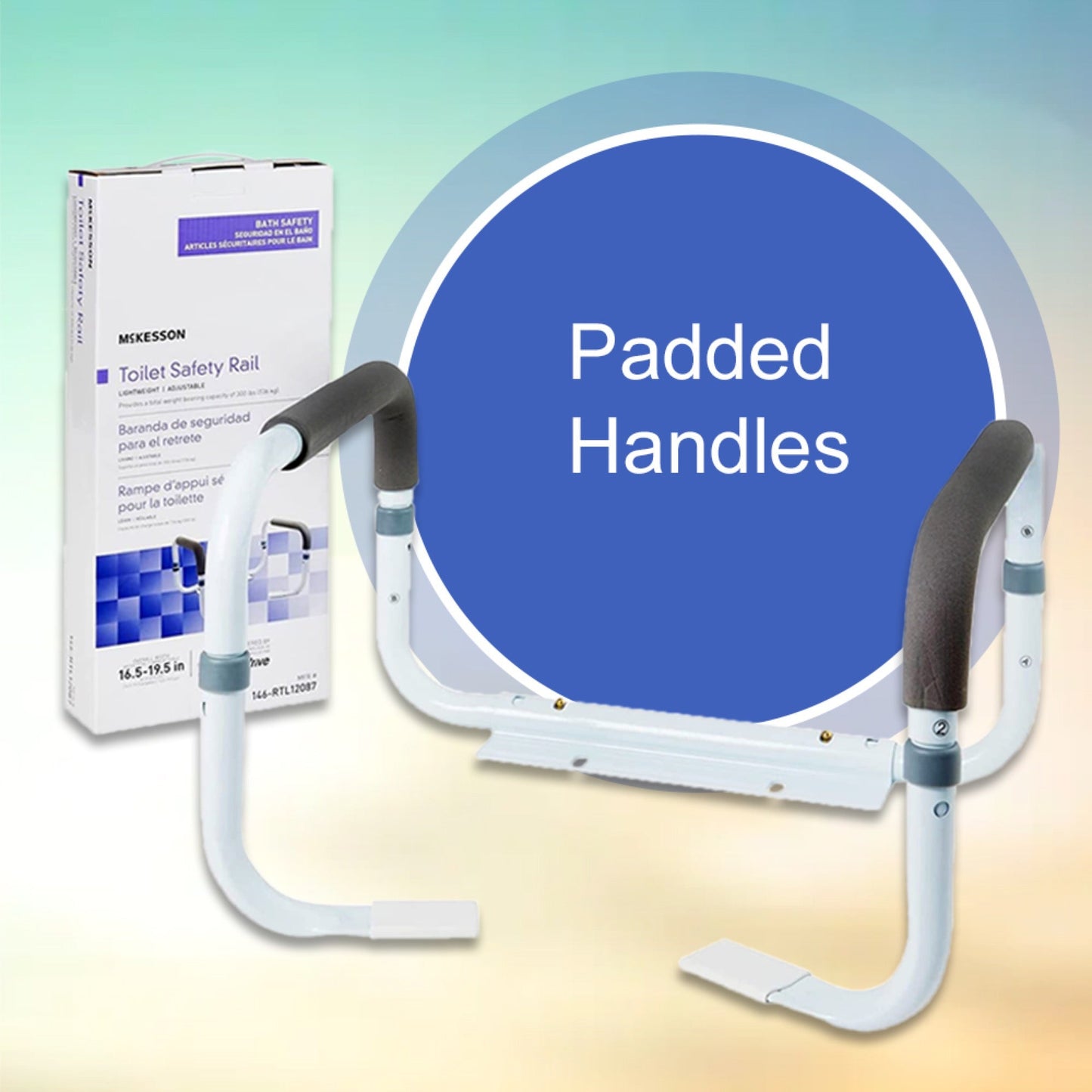 Toilet Safety Rail McKesson White Steel, Packaging Type- Each