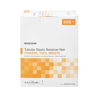 Elastic Net Retainer Dressing McKesson Tubular Elastic 6 Inch X 25 Yard (15.2 cm x 22.9 m) Size 1 White Finger / Toe / Wrist NonSterile, Packaging Type- Box