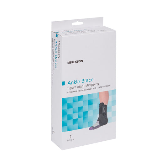 Ankle Brace McKesson Large Lace-Up / Figure-8 Strap / Hook and Loop Closure Foot, Packaging Type- Each