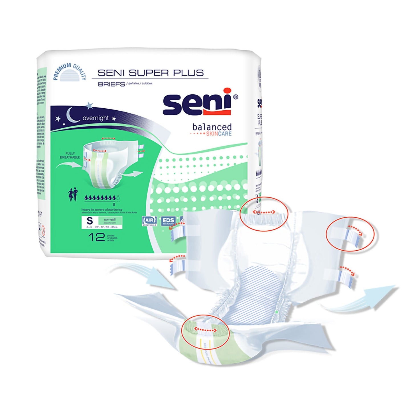 Unisex Adult Incontinence Brief Seni Super Plus Small Disposable Heavy Absorbency, Packaging Type- Case