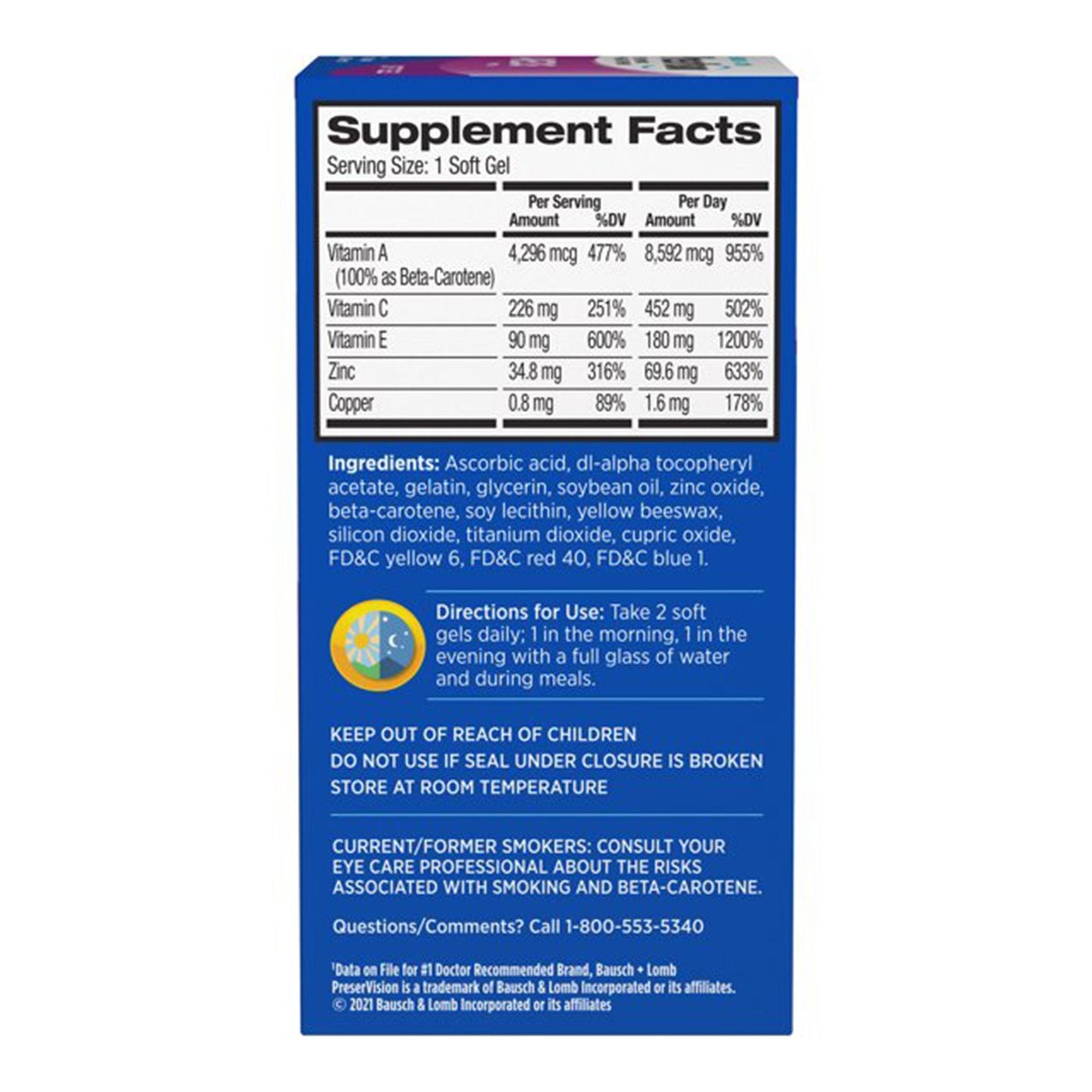 Vitamin Supplement PreserVision Areds Softgel 100 per Bottle | PRESER VISION AREDS 2+MULTIVITAMIN, CAP SGEL (100/BT))